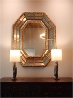Hexagonal Gold Decorative Wall Mirror