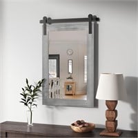 Farmhouse Barn Door Mirror - 17 x 26 (Grey)