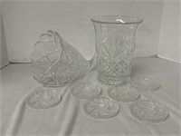 6 Glass Crystal Coasters, And Decor