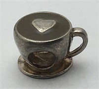 Sterling Silver Heart Teacup Charm
