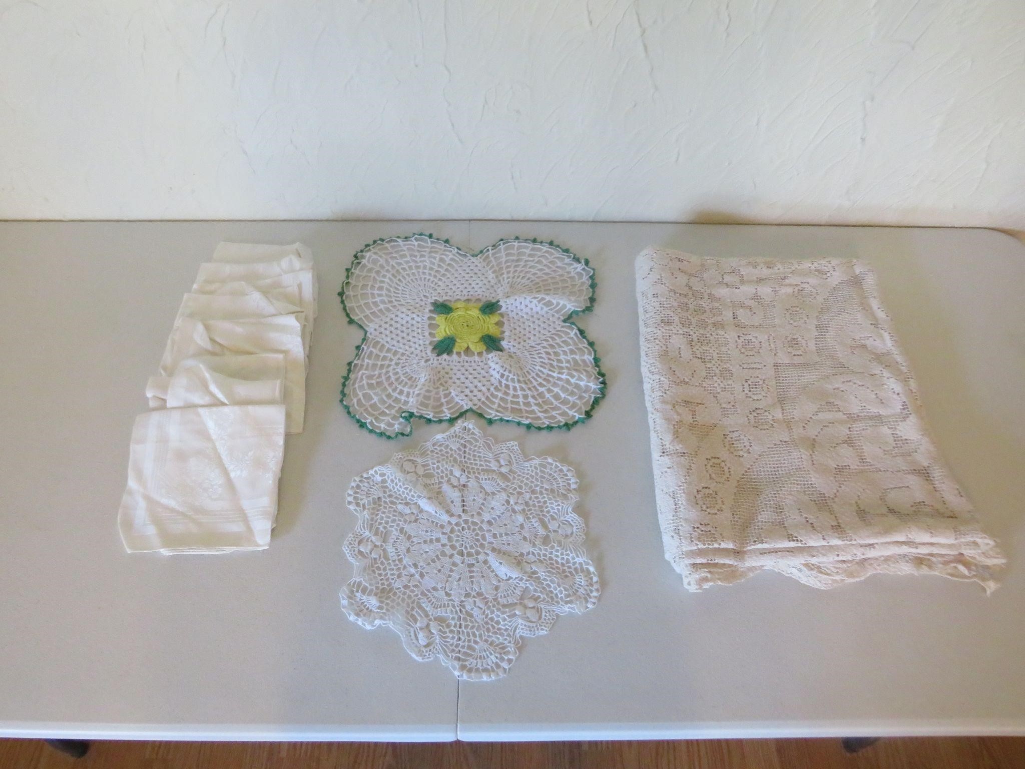 Beautiful Embroidered Tablecloth, Doilies, Napkins