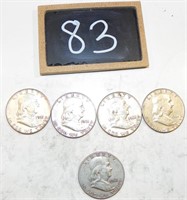 (5) 1961 Franklin Half Dollars