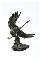 Elegant Cast Bronze Flying Crane Statue