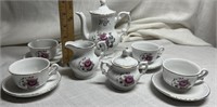 Miniature Pink Rose Ceramic Tea set ROEHLER
