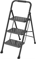 HBTower 3 Step Ladder, 330 lbs Capacity, Black