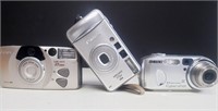 3 Pocket Cameras Canon 35mm Film Sony Cybershot