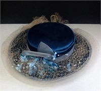 Kentucky Derby Blue Fedora Tea Party Hat