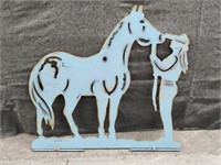 Blue Metal Horse Sign