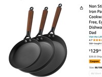 Non Stick Frying Pans, 3 Piece Cast Iron Pans