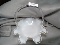 Clear & White Glass Floppy Edge Basket