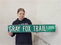 2 Sided GREY FOX TRAIL Street Sign 36 x 6 Metal