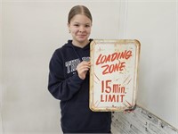 Metal LOADING ZONE Sign  12 x 18"
