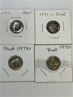 1970-S, 71-S, 73-S & 75-S PF Roosevelt Dimes x4
