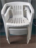 Lot of White Plastic / Resin Stackable Chairs