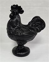 L.E. Smith 8.5" Black Glass Nesting Rooster