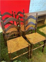 4 Ladderback Rush Chairs