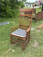 Vintage Wood rocking chair with acorn design