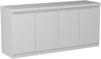 Viennese 6-Shelf Wood Buffet Table in White Gloss