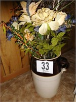 #4 crock w/ flower arrangement