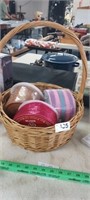 BASKET WITH (3) SPOOLS OF RIBBON NEW