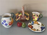 Fruit Pitchers, Plate & Decorative Pieces