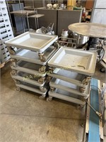 (9) Cambridge plastic rolling carts for stackable