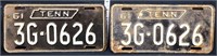 Pair 1961 TN license plates