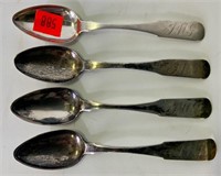 4 coin teaspoons, VILLARD, 5.75" long  66.83g