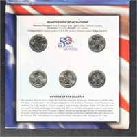 US & Euro Coins in Commemorative Folder, 12 Euros