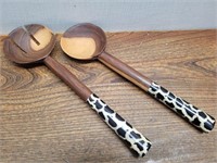 Leopard Handled Salad Serving Set 12 1/2inL