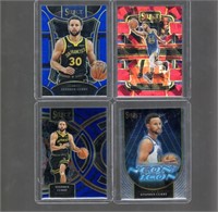 Lot of 4 Stephen Curry Cards. Red Cracked Ice,