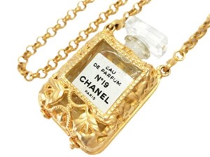 Chanel Perfume Gold Tone Necklace