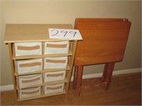 ORGANIZER AND 2 TRAY TABLE LOT