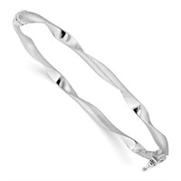 14K White Gold  Twisted Hinged Bangle