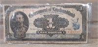 1920 Governement of Newfoundland One Dollar bill