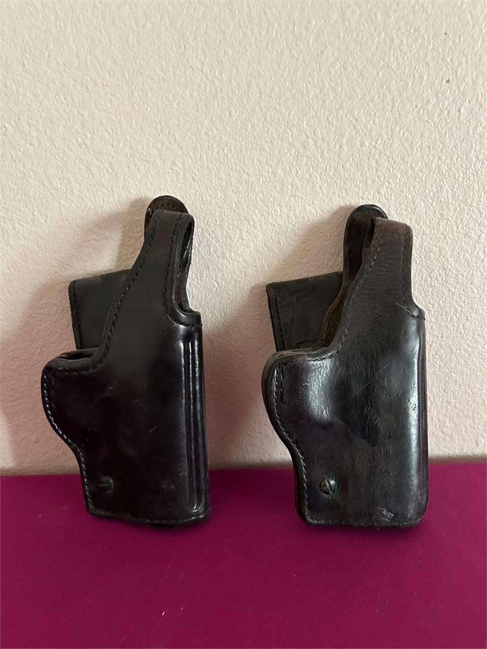 Pair Black Leather Don Hume Holsters