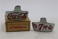 COCA-COLA & 7UP STARR X BOTTLE OPENERS WITH BOX