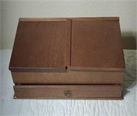 Wooden jewelry box and contents