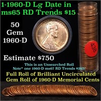 Uncirculated Lincoln 1c roll, 1960-d Large Date 50