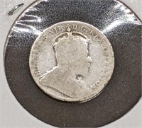 1908 Canadian Sterling Silver 10-Cent Dime Coin
