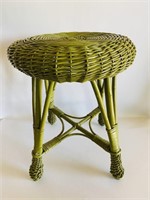 Olive Green Wicker Stool. Good Condition