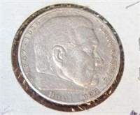 1936 GERMAN THIRD REICH 5 MARK COIN "SWASTIKA "