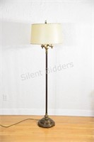 Ornate Decorative Brass & Milk Glass Floor Lamp