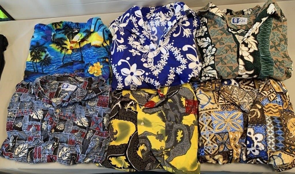 W - LOT OF 6 HAWAIIAN SHIRTS SIZE 4XL (Q98)