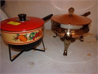 2 Warming 'Fondue' Pots Copper-Porcelain