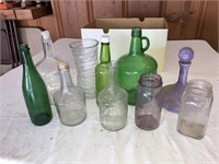 Vintage Purple Decanter/Green Glass Jug/Bottles