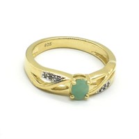 Gold plated Sil Emerald White Topaz(0.45ct) Ring