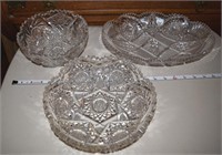 (3) antique ABP Cut Glass serving bowls lot