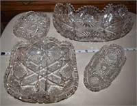 (4) antique ABP cut glass sawtooth svc bowls