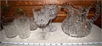 (7) Antique ABP Cut Glass pcs Pitcher cups +